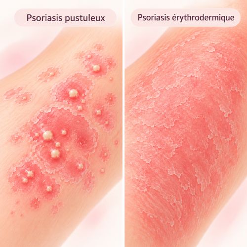 Comparaison des psoriasis pustuleux et érythrodermique